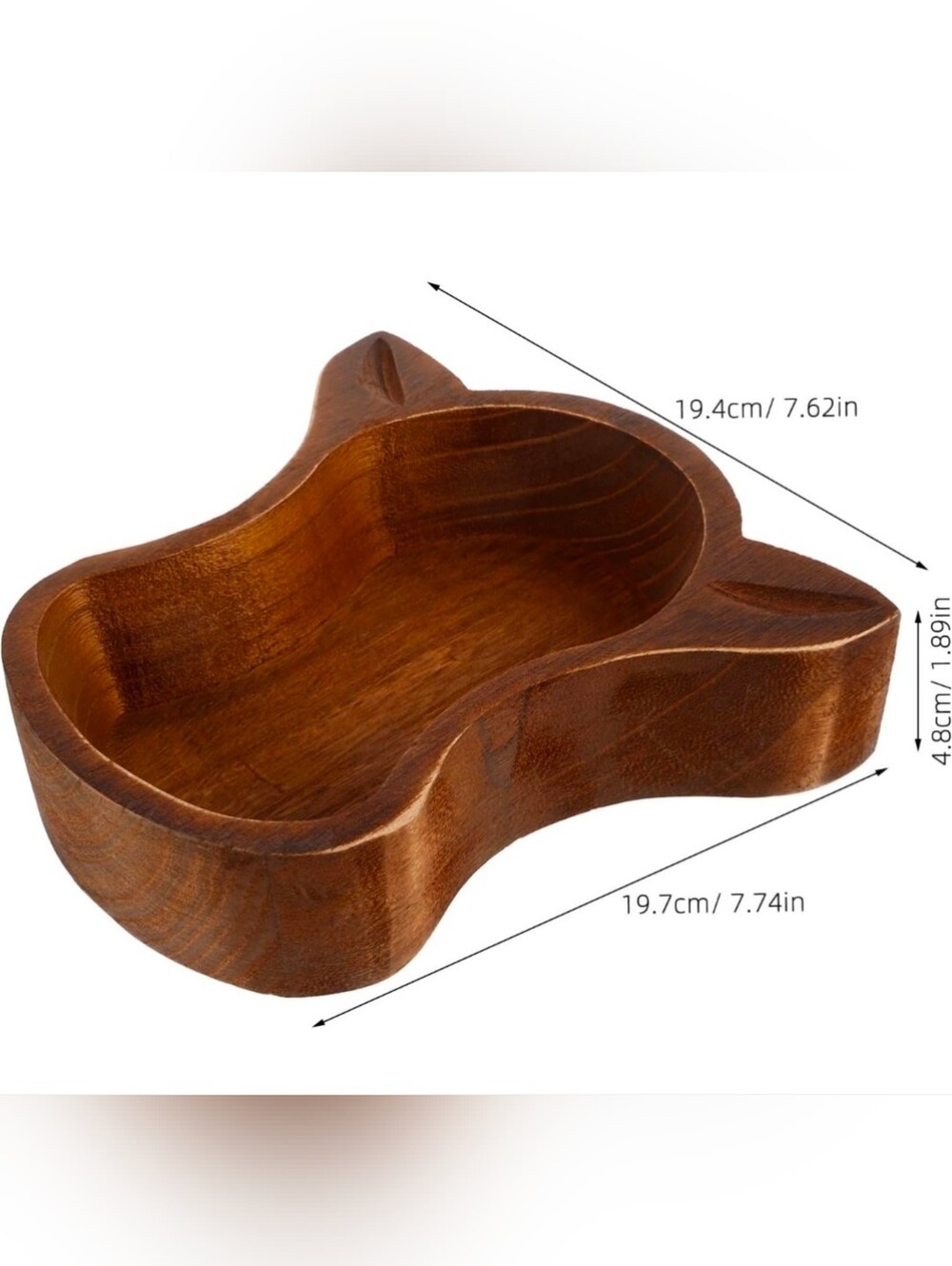 🖤 Wooden Serving Bowl - Dark Brown Cow Head Multi-Use Snack Tray - Picture 3 of 3